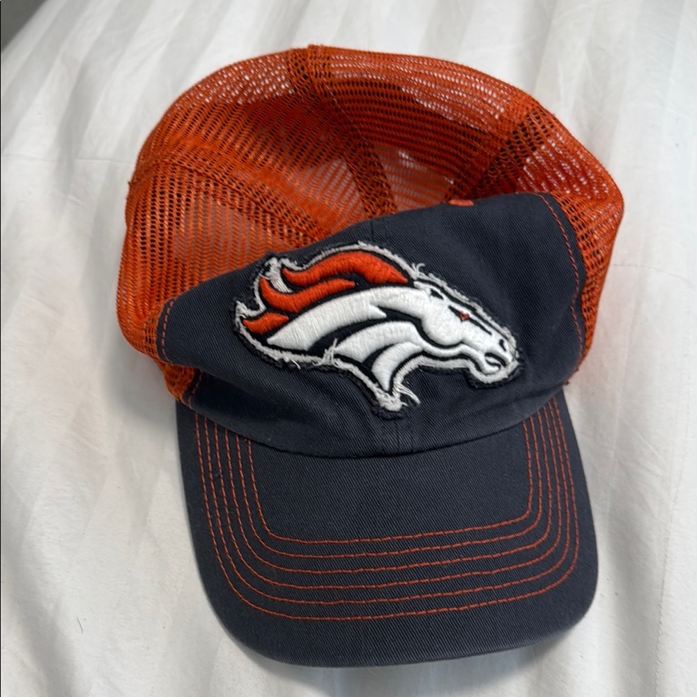 Orange and Navy Mesh Cap with Embroidered Logo - Denver Broncos